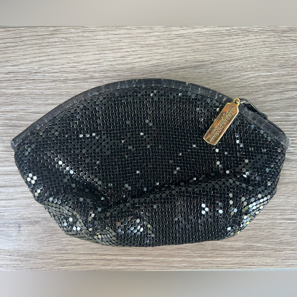 Whiting and David Vintage Black Mesh Small Makeup Bag